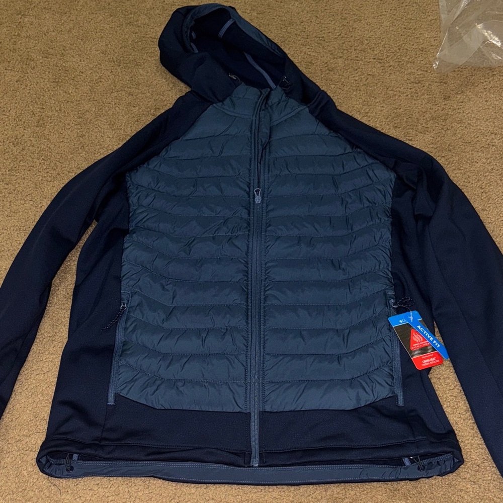 Men's Columbia thermal Navy Blue Omni-heat hybrid Hooded Jacket